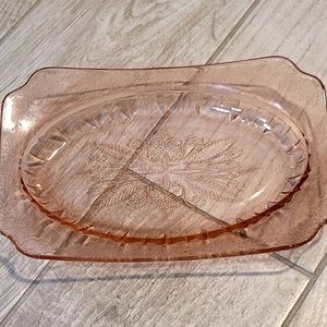 Antique Pink Depression Glass Tray Jeanette